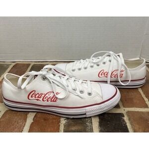 Converse Coca Cola All Star Sneakers White Red Low Top Lace Up Shoes Men's 10